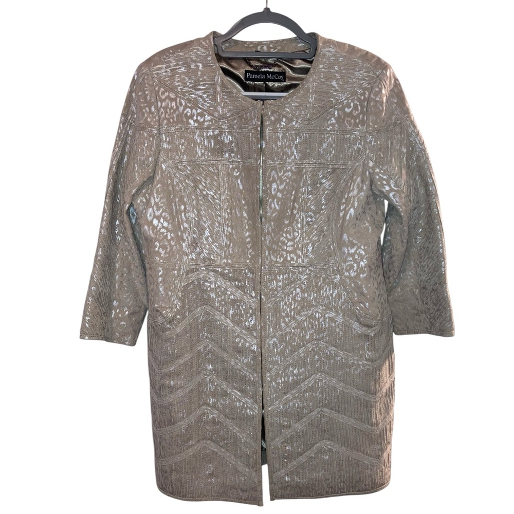 Pamela McCoy metallic leather long medium jacket